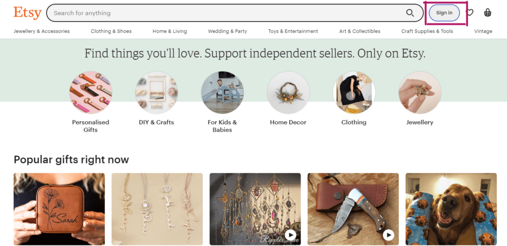 create an account on etsy 